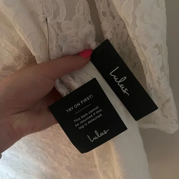 LULUS- White Lace Bodycon Mini Dress with Open Back and Sleeves - Picture 7 of 7